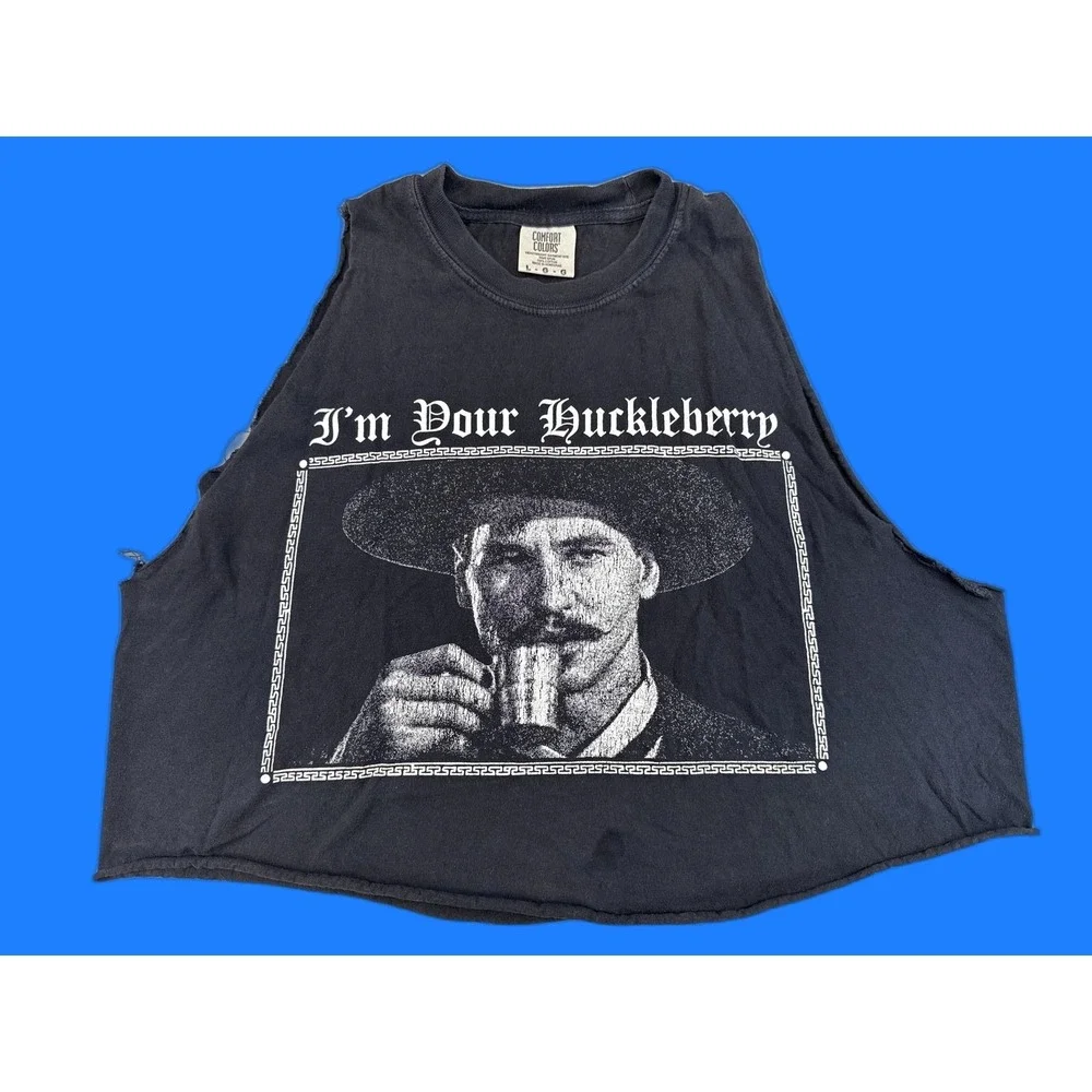 COMFORT COLORS Doc Holliday Western Tee L Black 100% Cotton Sleeveless